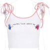 Butterfly Embroidered Letter Lace Halter - 半袖衫/女式衬衫 - $17.99  ~ ¥120.54