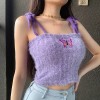 Butterfly appliqué self-tied shoulder strap vest - Koszule - krótkie - $19.99  ~ 17.17€