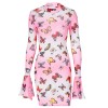 Butterfly print flared long sleeve dress - Obleke - $21.99  ~ 18.89€