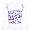Butterfly print short cropped navel wrap - Tanks - $15.99 