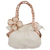 CANDICE Flower Soft Leatherette Metallic Weaved Double Handle Shoulder Bag Satchel Hobo Purse Handbag Beige - Hand bag - $25.50 
