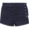 CARVEN Lace-up ruched denim shorts - Shorts - $96.00 
