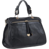 CAZ Timeless Sleek Dual Front Zippers Top Handle Satchel Office Tote Shopper Hobo Handbag Purse Shoulder Bag Black - Hand bag - $29.50 
