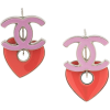 CHANEL PRE-OWNED 2004 logo heart earring - Brincos - 