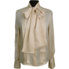 CHANEL  beige neutral chiffon blouse - 半袖衫/女式衬衫 - 