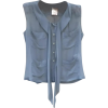 CHANEL blue silk blouse - Camisa - curtas - 