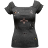 CHANEL grey embellished knit top - Pullover - 