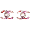 CHANEL red pink crystal earrings - Aretes - 