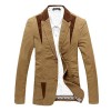 CHARTOU Men's Casual Western-Style Lightweight Slim Two-Buttons Cotton Suit Blazers Jacket - Outerwear - $28.99 