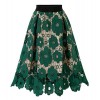 CHARTOU Womans Vintage Floral Lace Elastic Waist Scalloped A-Line Swing Midi Skirts - Suknje - $19.99  ~ 17.17€