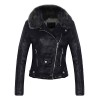 CHARTOU Women's Fluffy Sherpa-Lined Faux Leather Bomber Moto Biker Jacket with Fur Collar - Outerwear - $46.96 