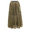 CHARTOU Women's Glitter Metallic Chevron Pattern Gold & Silver Mid-Long Accordion Pleated Skirts - 裙子 - $12.98  ~ ¥86.97