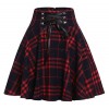 CHARTOU Women's High Waist Drawstring Plaid Ruffle Versatile Pleated A Line Short Skirt - Skirts - $18.99 