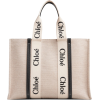 CHLOÉ Woody logo-print canvas and leathe - Hand bag - 