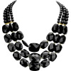 CHUNKY LAYERED BLACK STATEMENT NECKLACE - Necklaces - $19.00 