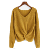 CHUNKY V-NECK TWIST FRONT SWEATER Yellow - Pullovers - $59.97 
