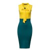 CISMARK Women's Chic Color Block V-Neck Sleeveless Office Pencil Dress - ワンピース・ドレス - $19.99  ~ ¥2,250