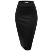 CLOVERY Women's Casual Elastic High Waist Band Fabric Ofiice Pencil Skirt - Skirts - $15.99 