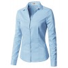 CLOVERY Women's Long Sleeve Slim Fit Button Down Shirt - Košulje - duge - $16.99  ~ 14.59€