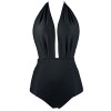 COCOSHIP Retro One Piece Backless Bather Swimsuit High Waisted Pin Up Plisse Swimwear(FBA) - Swimsuit - $24.99  ~ £18.99
