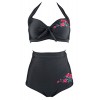 COCOSHIP Retro Sporty High Waisted Embroidery Floral Two Piece Vintage Bikini Swimsuit(FBA) - Swimsuit - $19.99  ~ £15.19