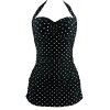 COCOSHIP Vintage Inspired Boy-Leg One Piece Sheath Polka Anchor Maillot Swimsuit(FBA) - Swimsuit - $26.99 