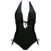 COCOSHIP Women's One Piece Deep V Backless Bather High Cut Swimsuit Waist Tie Pin up Swimwear(FBA) - Kopalke - $23.99  ~ 20.60€