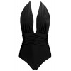 COCOSHIP Women's One Piece Draped Plunging Neck Backless Bather Swimsuit Tiered Waist Pin up Swimwear(FBA) - Badeanzüge - $24.99  ~ 21.46€
