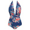 COCOSHIP Women's Retro One Piece Deep V Backless Bather Swimsuit Tiered High Waist Pin Up Swimwear(FBA) - Swimsuit - $19.99 