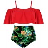COCOSHIP Women's Ruffled Bikini Set Off Shoulder Flounce Falbala Top Tiered Ruched High Waist Swimsuit(FBA) - Kopalke - $26.99  ~ 23.18€