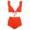 COCOSHIP Women's Smoothing High Waist Bikini Set Ruffle-Trimmed Triangle Top Stylish Swimsuit(FBA) - Swimsuit - $22.99 