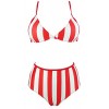COCOSHIP Women's Vintage High Waist Two Piece Bikini Set Push up Top Clips Back Bathing Swimsuit(FBA) - Swimsuit - $17.99 