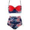 COCOSHIP Women's Vintage Stylish Front Bow High Waist Bikini Set Tiered Swimsuit(FBA) - Kostiumy kąpielowe - $23.99  ~ 20.60€