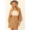Camel Ribbed Knit Sweater Mini Dress - ワンピース・ドレス - $51.59  ~ ¥5,806