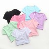 Candy-colored breasted short-sleeved trendy wild seven-color short top threaded - Hemden - kurz - $22.99  ~ 19.75€