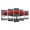 Canvas Wall Art 5parts Big Tree Red Leaf - Background - $49.90 