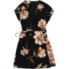 Cap Sleeve Floral Mini Wrap Dress - ワンピース・ドレス - 