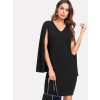 Cape Sleeve Tailored Dress - Dresses - $15.00 