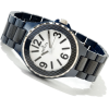 Ceramic Quartz Link Bracelet Silver Tone Dial Patterned Links Bezel - Watches - $143.26 