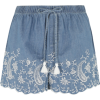 Chambray Embroidered Shorts - Shorts - $12.50 