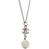 Chanel Silver-Tone Cc Rhinestone Dangle - Necklaces - 