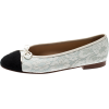 Chanel White/Black Lace And Leather Bow - Flats - 