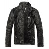 Chartou Men's Distressed Full-Zip Stand Collar Fleece-Lined Pu Faux Leather Jacket - Outerwear - $54.90 