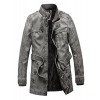 Chartou Men's Vintage Zip-up Fleeced Mid-Long Slim Leather Jacket Outwear with Belt - Outerwear - $58.99  ~ 50.67€