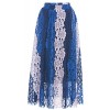 Chartou Women's Vintage Colorblock Stripe Crochet Floral Lace Flared Midi Skirt with Lining - Skirts - $21.68 