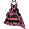 Plaid Pink Black Short Lolita Dress - ワンピース・ドレス - 