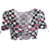 Cherry lattice ring bow vest - Shirts - $15.99 