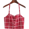Chest-trimmed red plaid halter slings - 半袖シャツ・ブラウス - $19.99  ~ ¥2,250