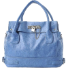 Chic Office Tote Soft Leatherette Embossed Ostrich Double Handle Satchel Handbag Shoulder Bag w/Detachable Strap Blue - Hand bag - $29.50 