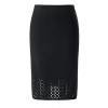 Chicwe Women's Plus Size Black Texture Stretch Pencil Skirt with Laser-Cut - Skirts - $58.00 
